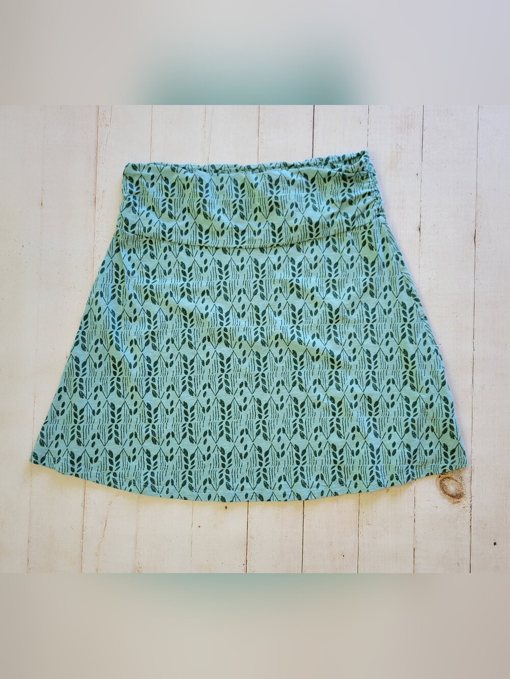 Toad & Co Women's XL Chaka Tennis Skirt, Green Leaf Print Eco A-Line Organic Cot